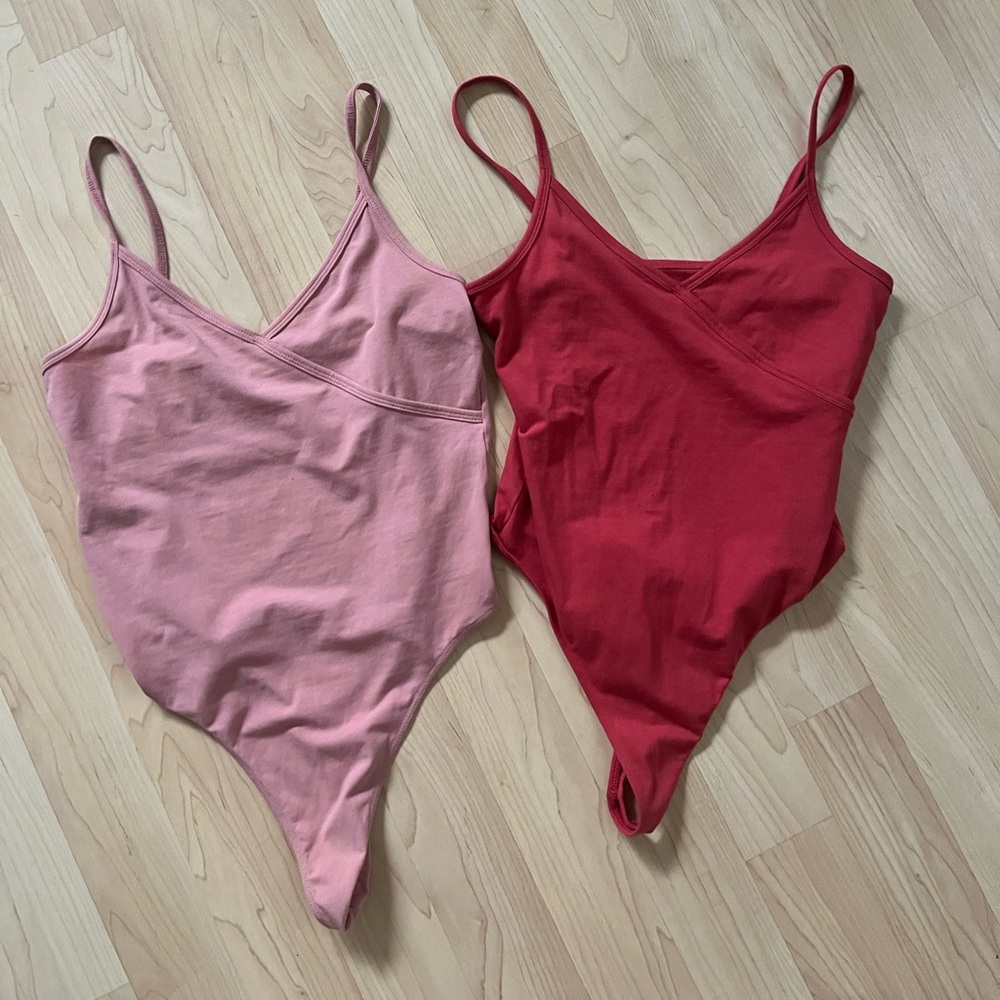 Me to We pink and red bodysuit bundle